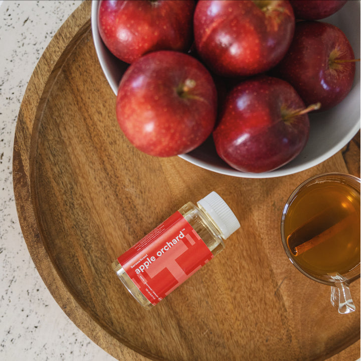 Lifestyle image showing ingredients of SereneScent™ Apple Orchard fragrance.