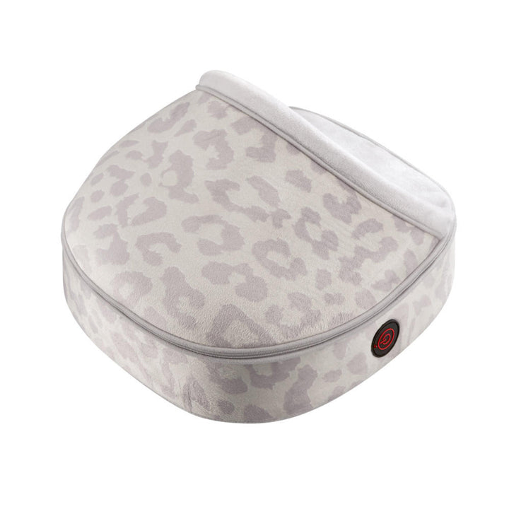 Snow Leopard | Angled view of the snow leopard Homedics Double Duty Shiatsu Massager with Soothing Heat