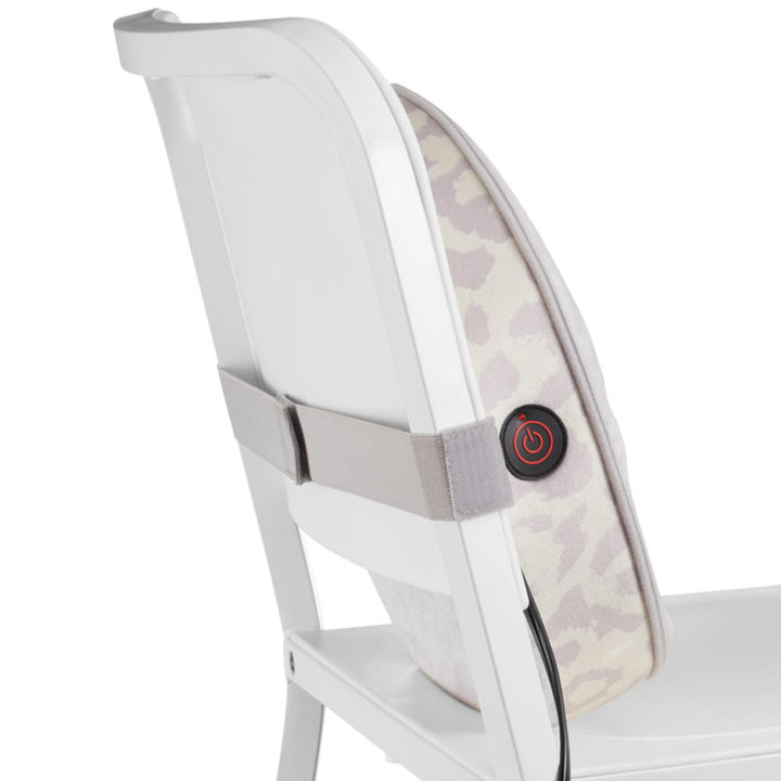 Snow Leopard | Snow leopard Homedics Double Duty Shiatsu Massager with Soothing Heat attached to chair