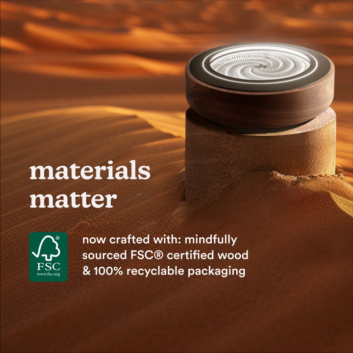 Walnut | top view of drift 11" wood placed on a nightstand