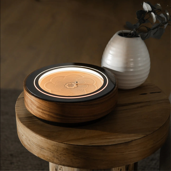 Walnut | drift 11" wood placed on a nightstand