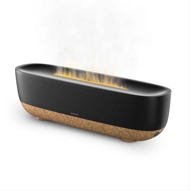 ultrasonic cool mist, visible flame effect, 3 brightness levels essential oil tray, clean tank technology helps protect from mold & mildew