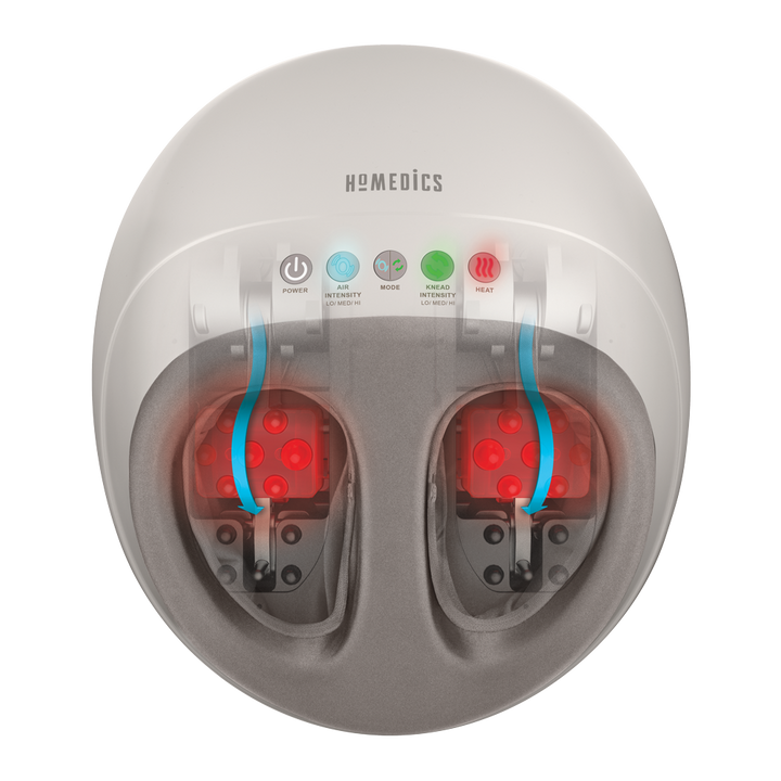 Grey | Top-down view of the Homedics Shiatsu Air Pro Foot Massager with Heat with heat graphics