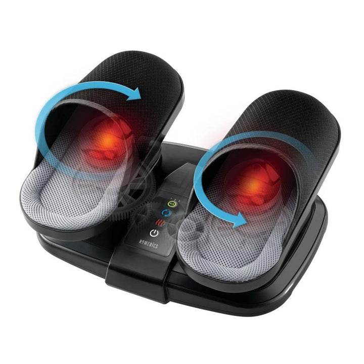 Angled view of the Homedics Shiatsu Flex Foot & Ankle Massager with Heat with illustrations