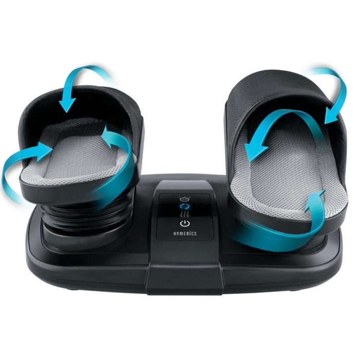Back view of the Homedics Shiatsu Flex Foot & Ankle Massager with Heat with illustrations