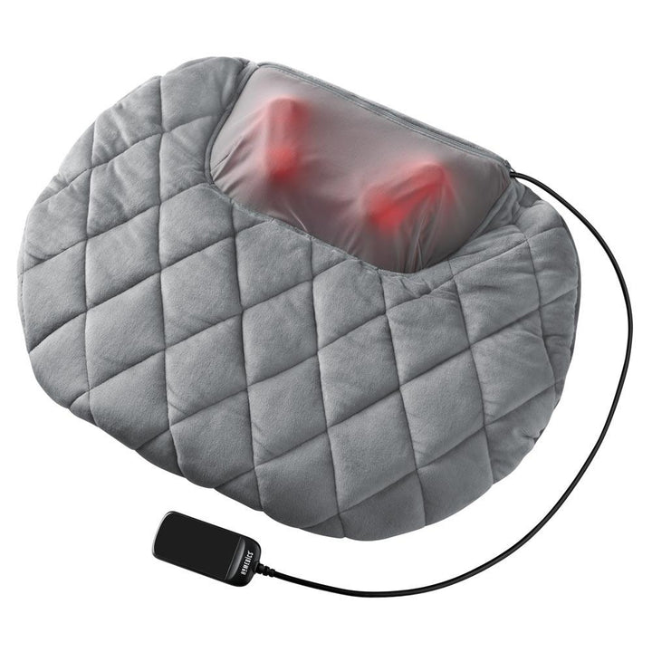 Angled view of the Homedics Shiatsu Vibration Body Massager with massage elements highlighted