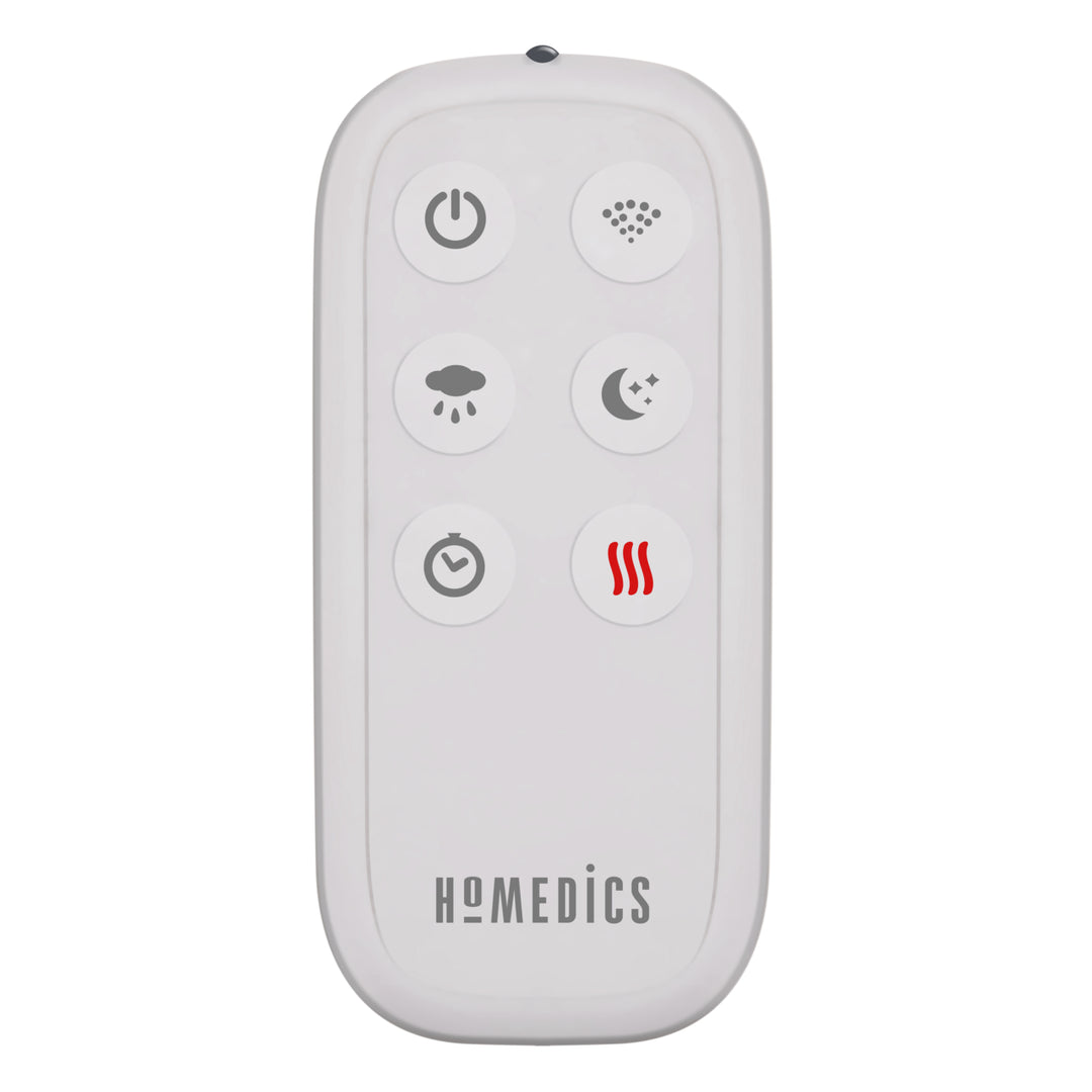 TotalComfort® Ultrasonic Humidifier with UV-C Technology and Remote Control comes with a remote control for easy adjustments from anywhere in the room