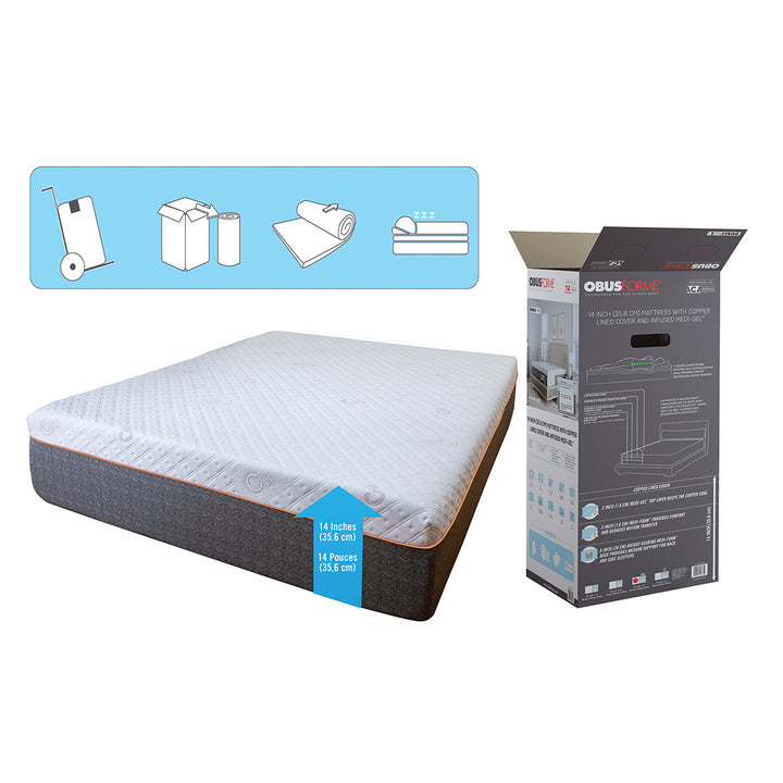 DualCool 14" Bed In a Box Mattress - Mattress with Box -  ObusForme