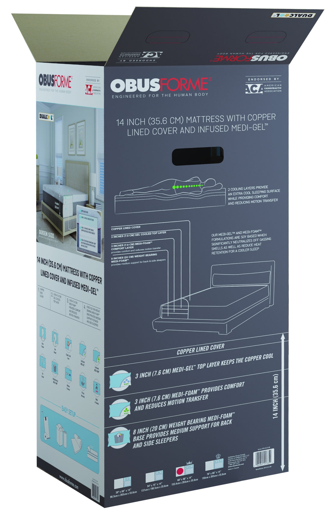 DualCool 14" Bed In a Box Mattress - Package -  ObusForme