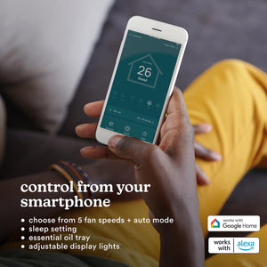 User controlling various functionalities of the Smart Air Purifier C500 from smartphone