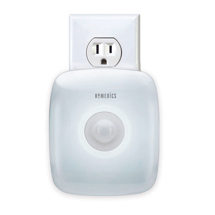 Front view of the Homedics TotalClean Plug-In UV-C Air Sanitizer attached to wall outlet