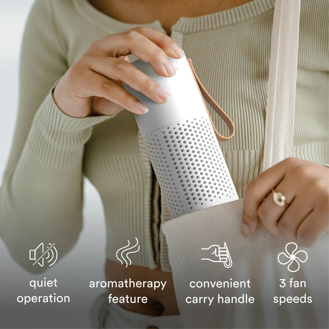 White | quiet operation, aromatherapy feature, convenient carry handle, 3 fan
speeds