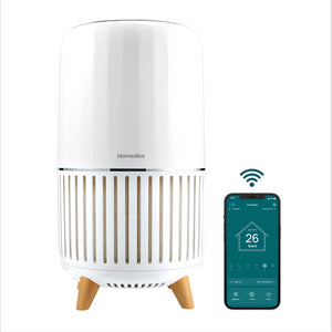User controlling various functionalities of the Smart Air Purifier T200 from smartphone