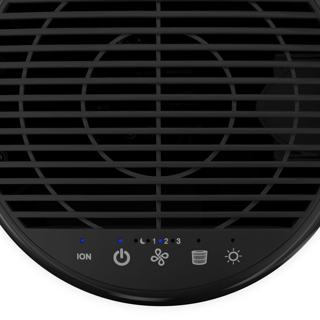 Black | Medium Room Tower Air Purifier T22 top view to show control panel