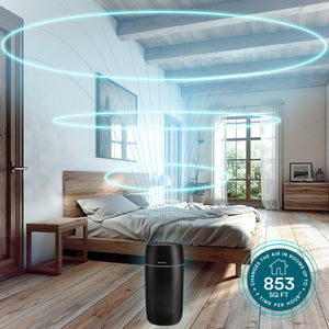 Black | Medium Room Tower Air Purifier T22 helps purify rooms up to 853 square feet, like bedrooms