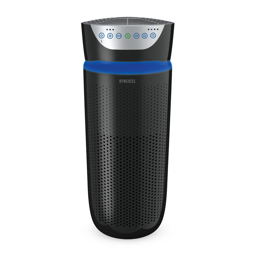 Black | Front view of the black Homedics TotalClean 5-in-1 UV-C Large Room Air Purifier