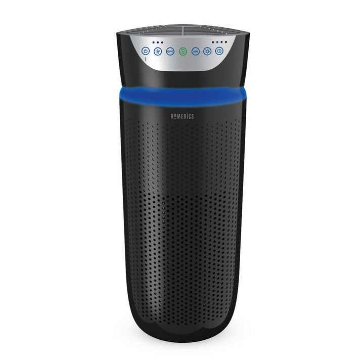 Black | Front view of the black Homedics TotalClean 5-in-1 UV-C Large Room Air Purifier