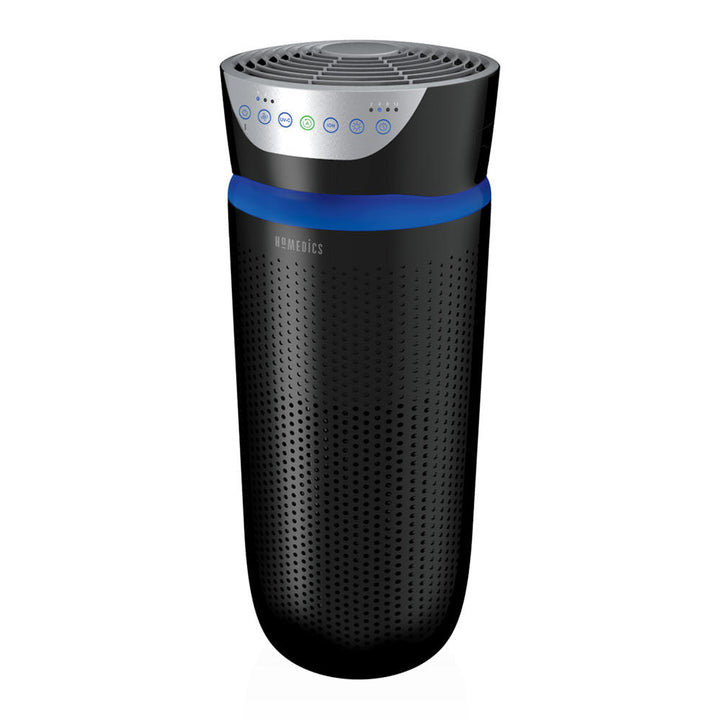 Black | Angled view of the black Homedics TotalClean 5-in-1 UV-C Large Room Air Purifier