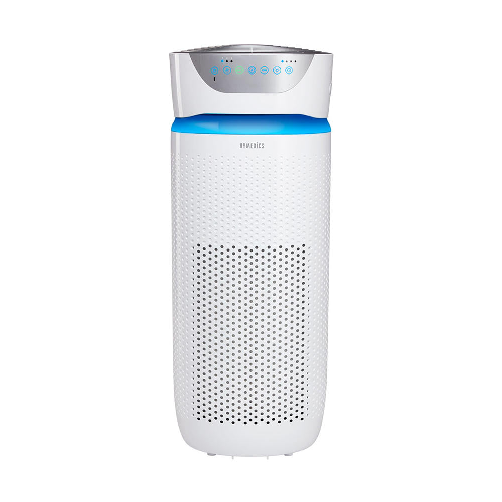 White | Angled view of the black Homedics TotalClean 5-in-1 UV-C Large Room Air Purifier