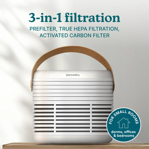 3-in-1 filtration
PREFILTER, TRUE HEPA FILTRATION,
ACTIVATED CARBON FILTER