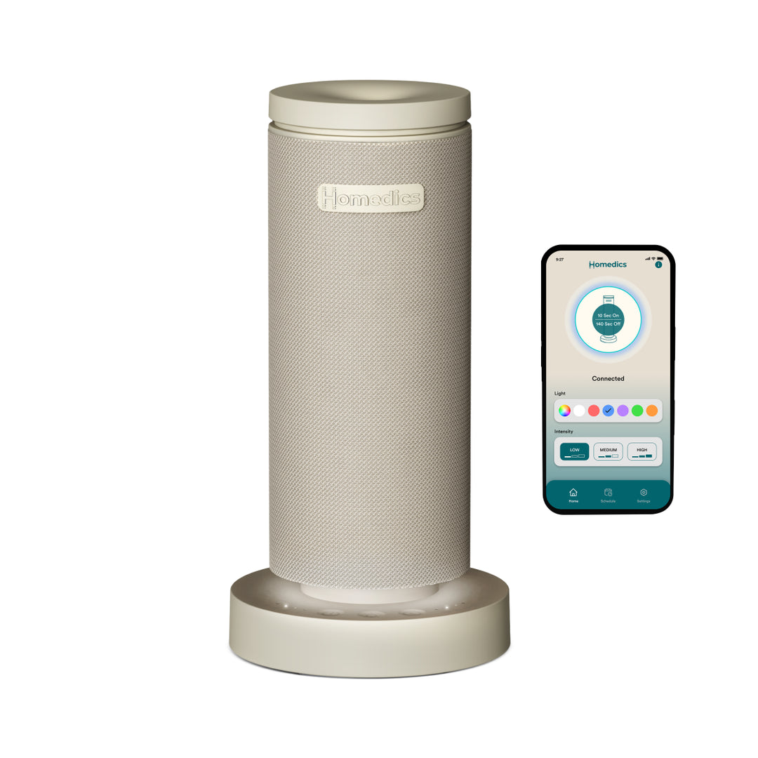 Beige | image shows that SereneScent™ Mini Fabric Rechargeable Waterless Diffuser requires no water
