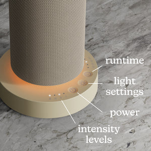 Beige | image shows the controls of SereneScent™ Mini Fabric Rechargeable Waterless Diffuser