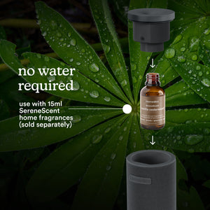 Black | image shows that SereneScent™ Mini Fabric Rechargeable Waterless Diffuser requires no water