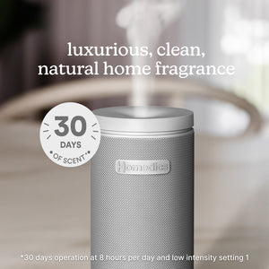 Grey | image shows SereneScent™ Mini Fabric Rechargeable Waterless Diffuser can diffuse scent for 30 days
