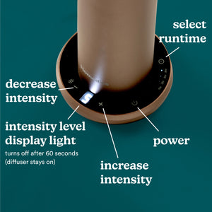 Champagne | Homedics® SereneScent™ Waterless Home Fragrance Diffuser has multiple buttons at the base for a customizable experience