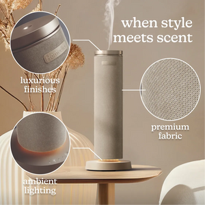 SereneScent™ Fabric Waterless Diffuser has premium fabric, luxurious finish and ambient lighting