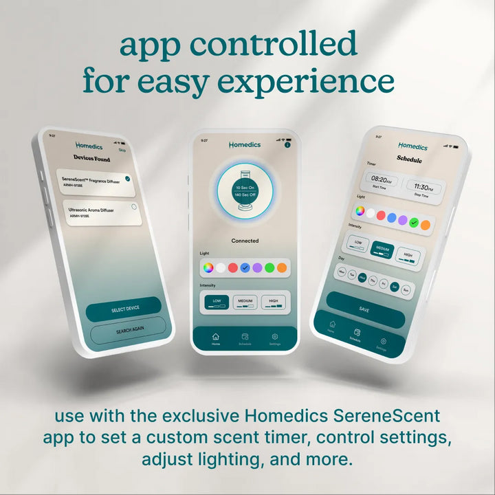 SereneScent™ Fabric Waterless Diffuser is app controlled for easy experience
