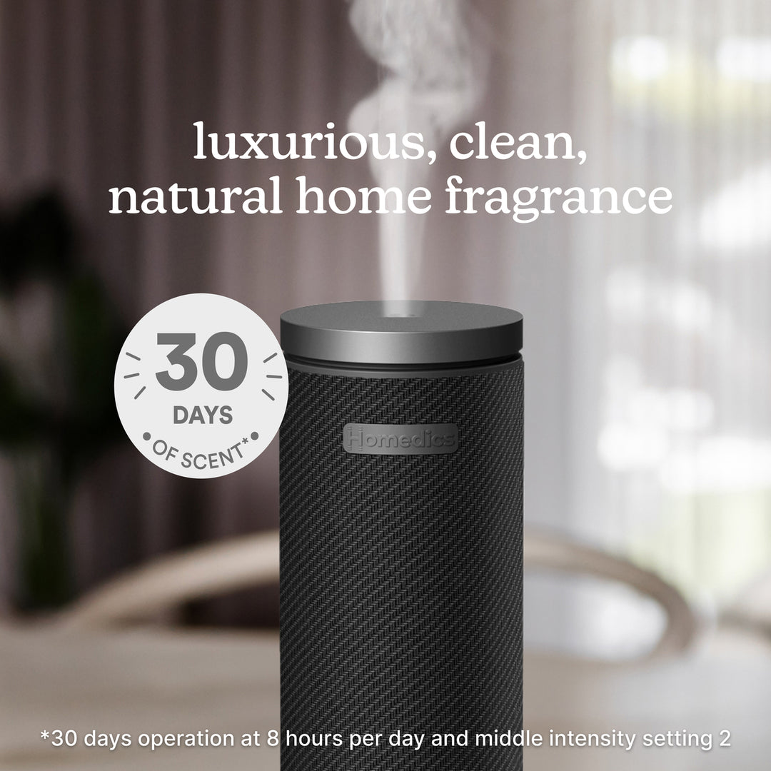 Black | Homedics® SereneScent™ Fabric Rechargeable Waterless Diffuser 30 days of scent