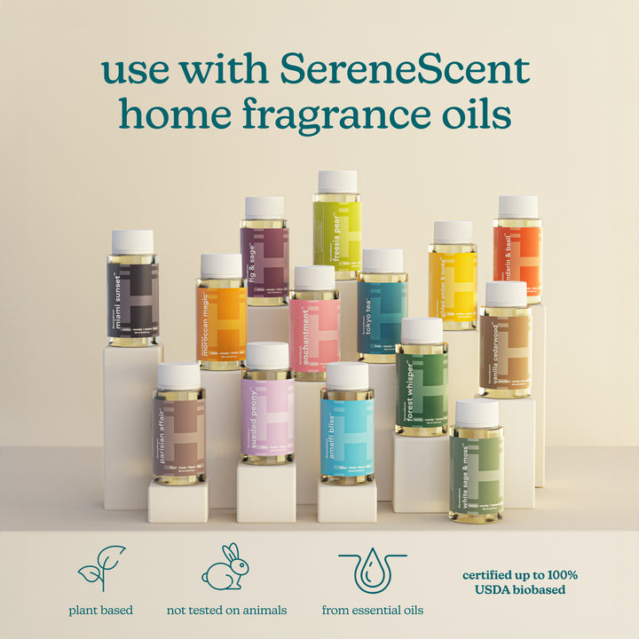 Black | Homedics® SereneScent™ Fabric Rechargeable Waterless Diffuser can be used with variety of serenescent fragrance oils