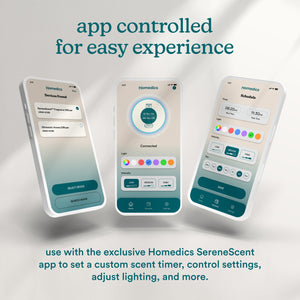 Blue | Homedics® SereneScent™ Fabric Rechargeable Waterless Diffuser can be controlled through app