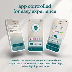 Grey | Homedics® SereneScent™ Fabric Rechargeable Waterless Diffuser can be controlled through app
