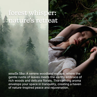 forest whisper and descriptions of the scent 'nature's retreat'.