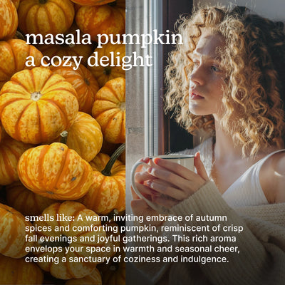masala pumpkin a cozy delight with descriptions of a warm autumn scent.