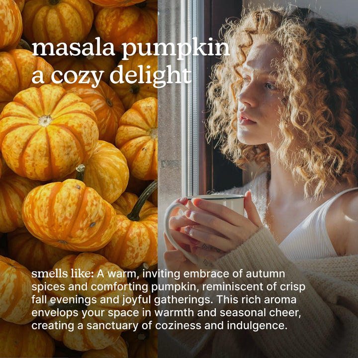 masala pumpkin a cozy delight with descriptions of a warm autumn scent.