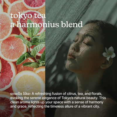 tokyo tea a harmonius blend of citrus, tea and florals. 