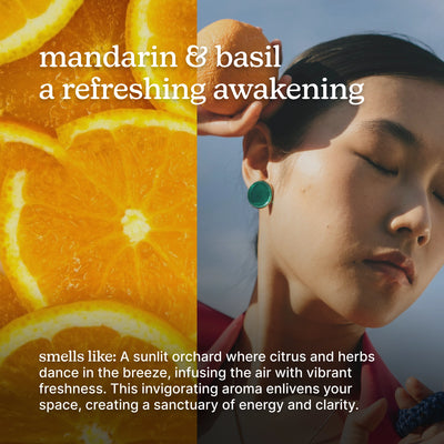 mandarin and basil a refreshing awakening smells like citrus and herbs.