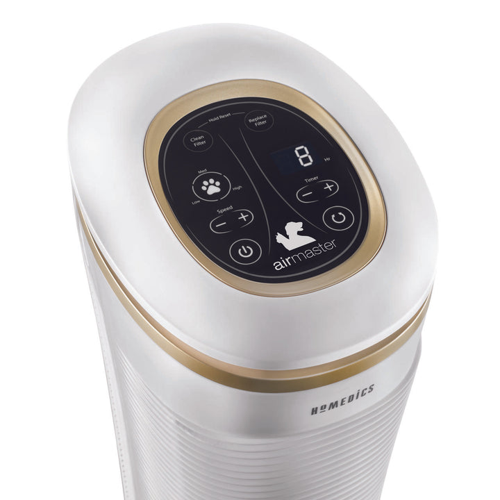 Close-up view of controls on the Homedics TotalClean PetPlus Air Purifier