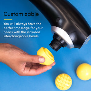 Make Lemonade Percussion Handheld Massager has customizable head options