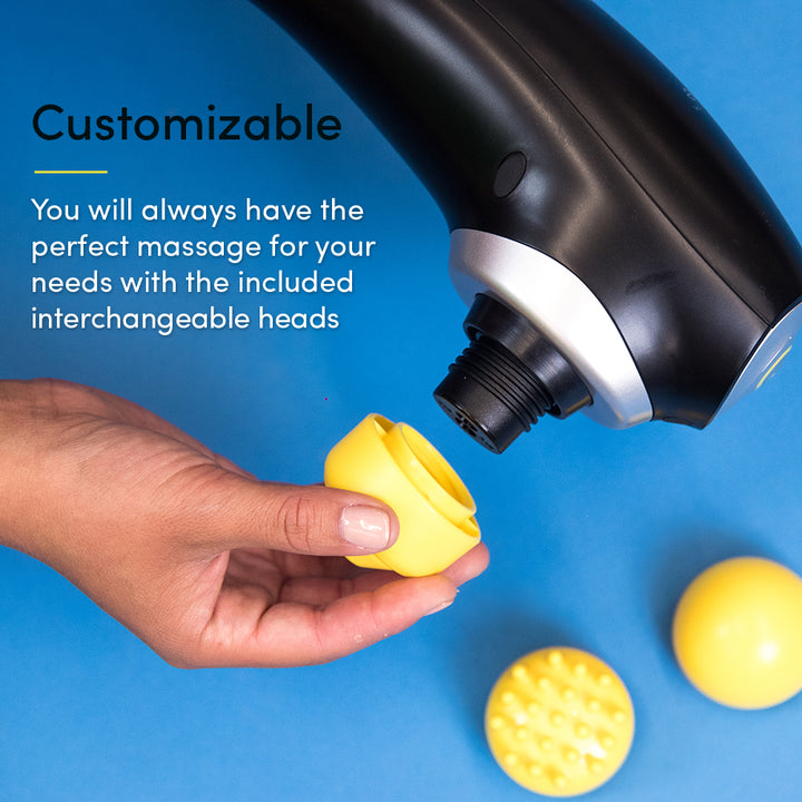 Make Lemonade Percussion Handheld Massager has customizable head options