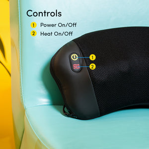 Make Lemonade Shiatsu Massage Pillow with Heat has 2 convenient controls for power and heat