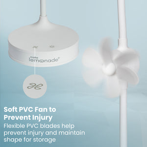 Making Lemonade Desk Lamp Fan comes with a soft PVC fan to prevent injury