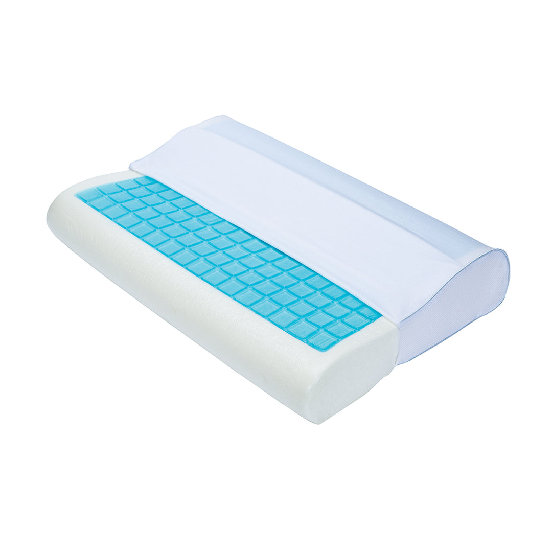 Contour Thermagel Memory Foam Pillow - Angel view showing gel pillow top - ObusForme