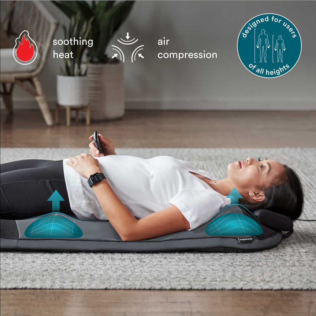 Close-up of the controller for the Homedics Body Flex Back Stretching Mat with Heat
