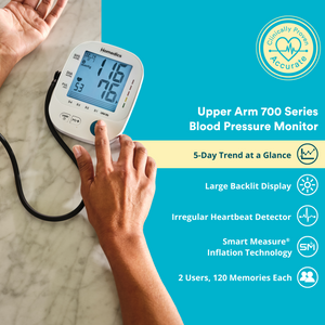 Homedics® 5-Day Trend-at-a-Glance Arm 700 Series Blood Pressure Monitor, One-Touch Use Accurate Results offers many features to make monitoring your health easy and convenient