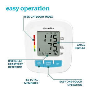 Homedics® Upper Arm 300 Series Blood Pressure Monitor, Easy One-Touch Operation, Accurate Results is easy to operate
