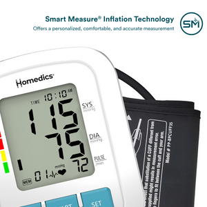 Homedics® Upper Arm 300 Series Blood Pressure Monitor, Easy One-Touch Operation, Accurate Results has Smart Measure Inflation Technology